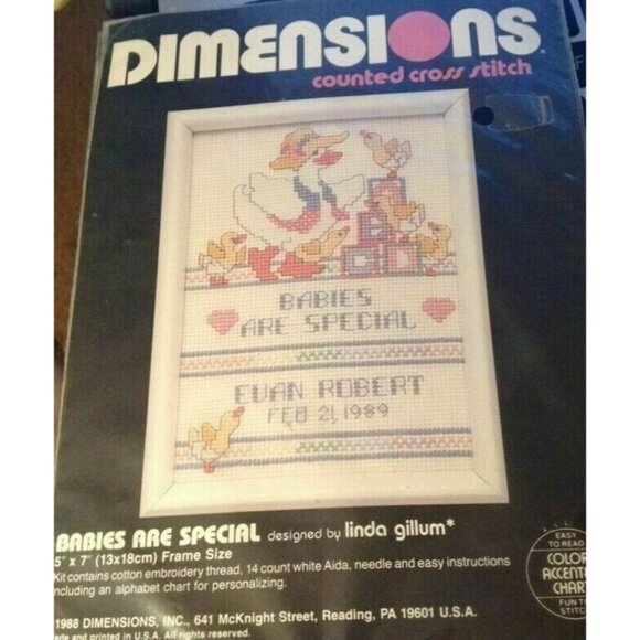 Cross Stitch Kit Dimensions Babies Are Special Sampler Aida 5X7 Vintage - Picture 3 of 3